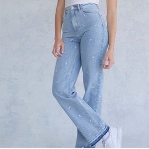 Pacsun Play Boy Bunny Logo Mom Jeans Distressed Hem size 22